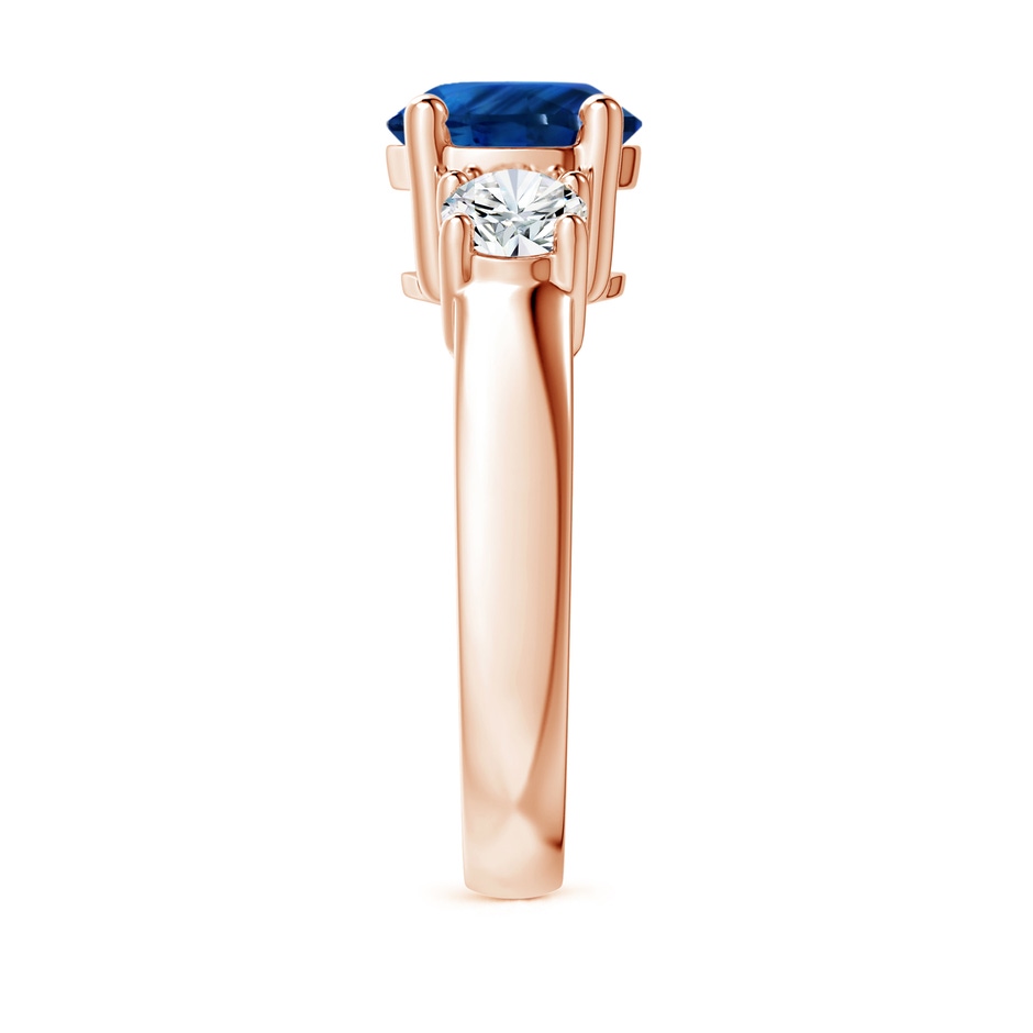 7.84-7.94x5.06mm AAA Classic GIA Certified Blue Sapphire Three Stone Ring with Diamonds in 18K Rose Gold Side 399