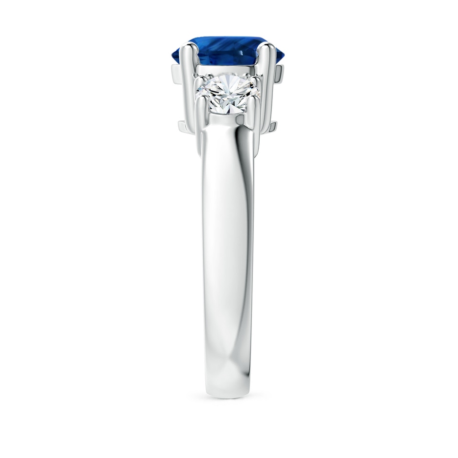 7.84-7.94x5.06mm AAA Classic GIA Certified Blue Sapphire Three Stone Ring with Diamonds in 18K White Gold Side 399