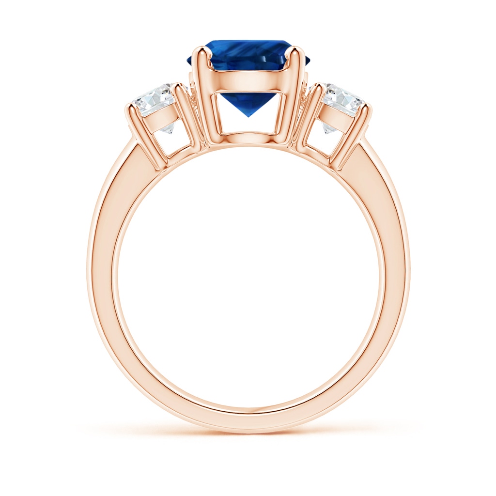 7.84-7.94x5.06mm AAA Classic GIA Certified Blue Sapphire Three Stone Ring with Diamonds in Rose Gold Side 199