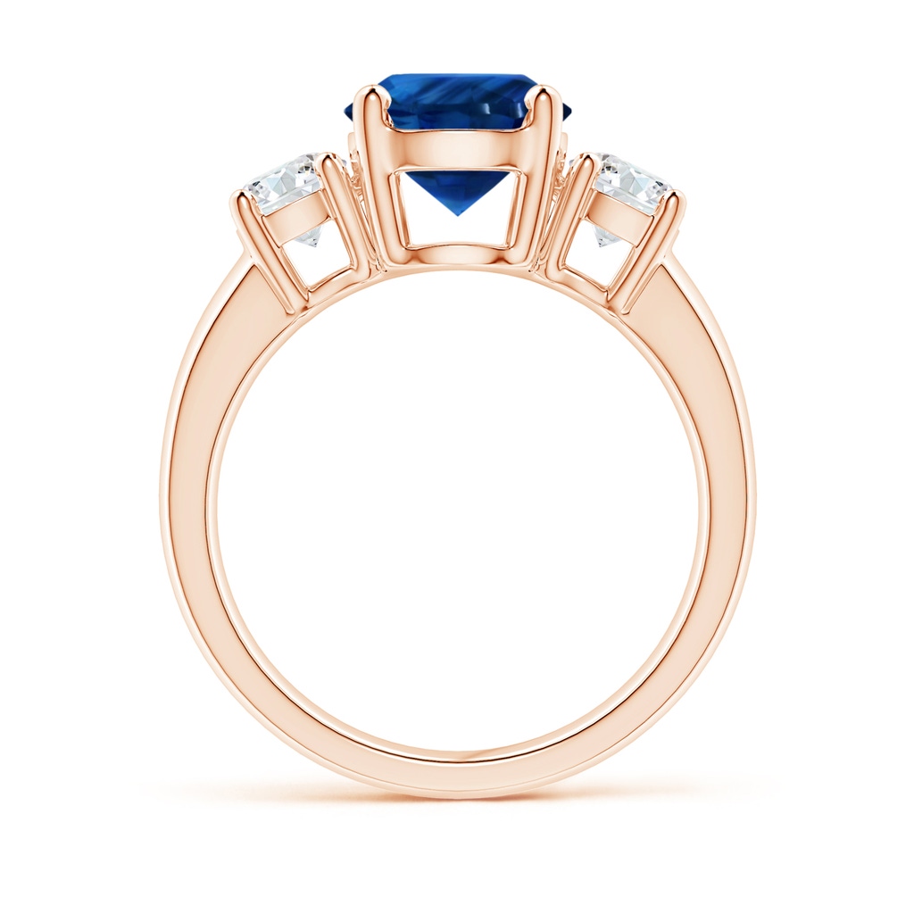 7.84-7.94x5.06mm AAA Classic GIA Certified Blue Sapphire Three Stone Ring with Diamonds in Rose Gold - Side 199