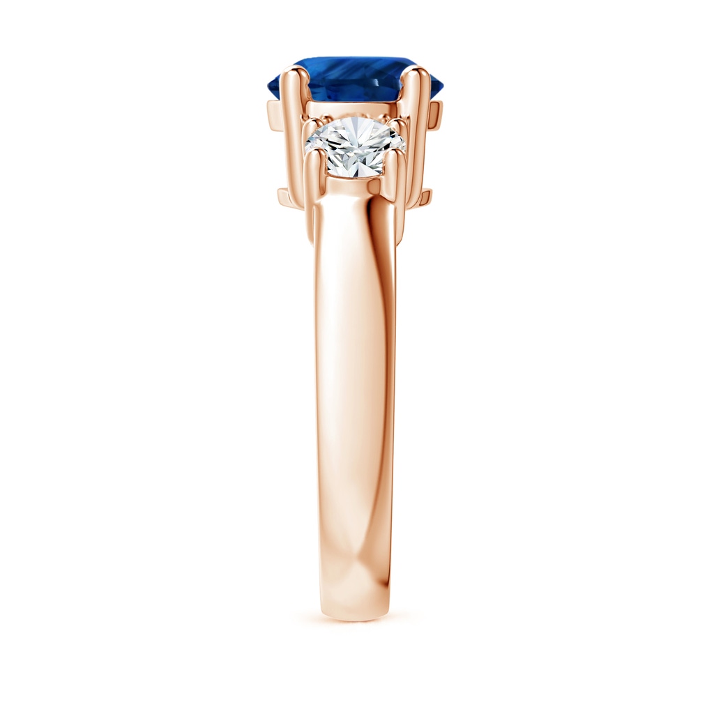 7.84-7.94x5.06mm AAA Classic GIA Certified Blue Sapphire Three Stone Ring with Diamonds in Rose Gold Side 399