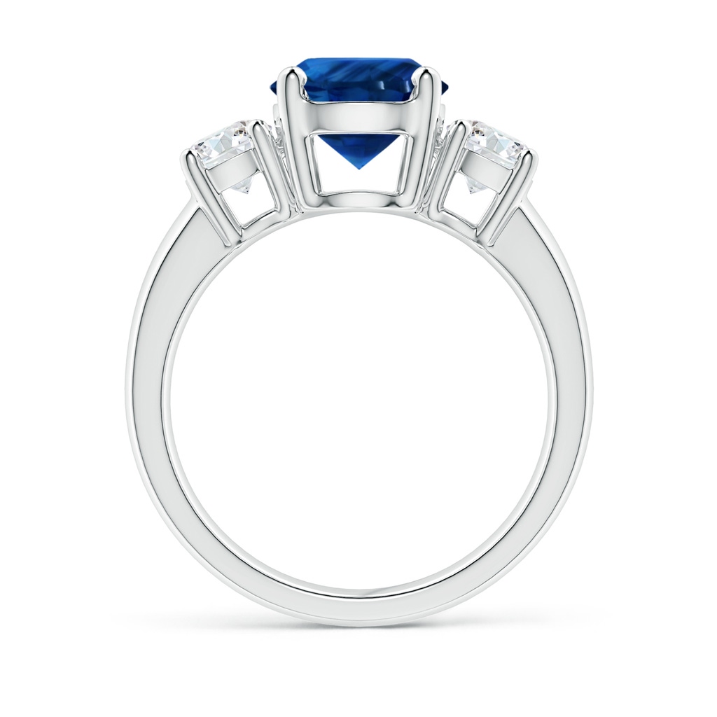 7.84-7.94x5.06mm AAA Classic GIA Certified Blue Sapphire Three Stone Ring with Diamonds in White Gold Side 199