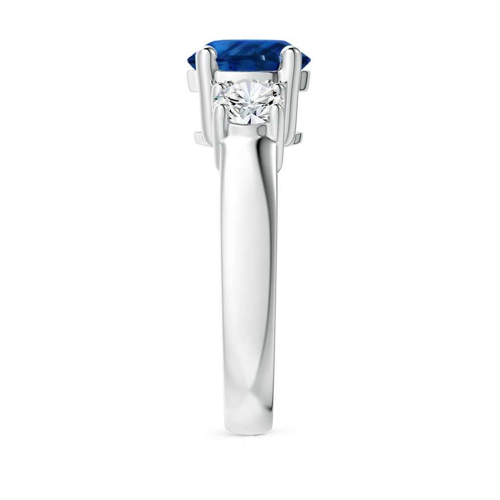 7.84-7.94x5.06mm AAA Classic GIA Certified Blue Sapphire Three Stone Ring with Diamonds in White Gold Side 399
