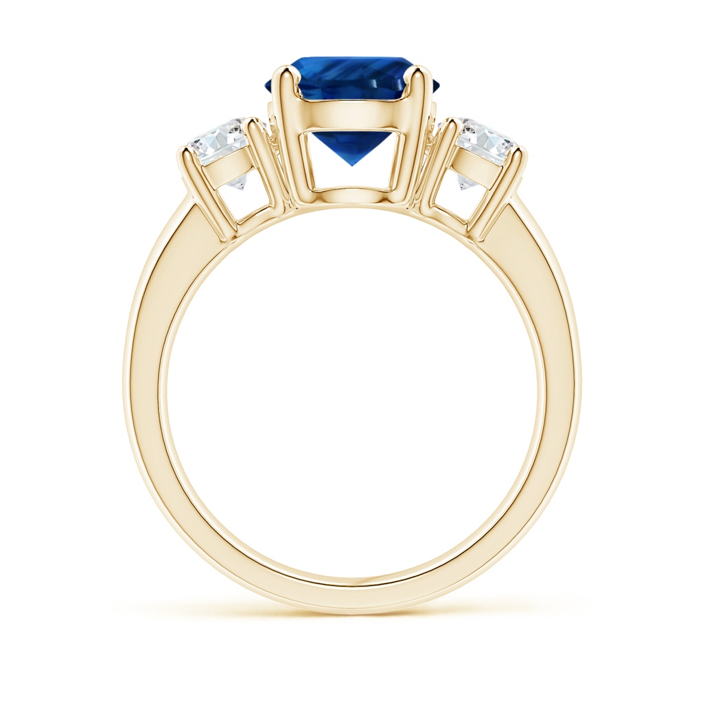 7.84-7.94x5.06mm AAA Classic GIA Certified Blue Sapphire Three Stone Ring with Diamonds in Yellow Gold - side 199