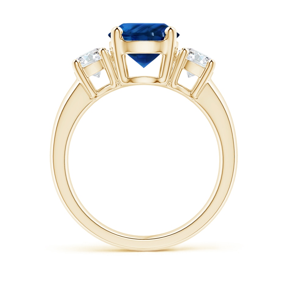 7.84-7.94x5.06mm AAA Classic GIA Certified Blue Sapphire Three Stone Ring with Diamonds in Yellow Gold Side 199