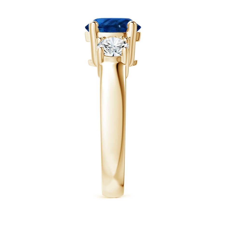 7.84-7.94x5.06mm AAA Classic GIA Certified Blue Sapphire Three Stone Ring with Diamonds in Yellow Gold Side 399