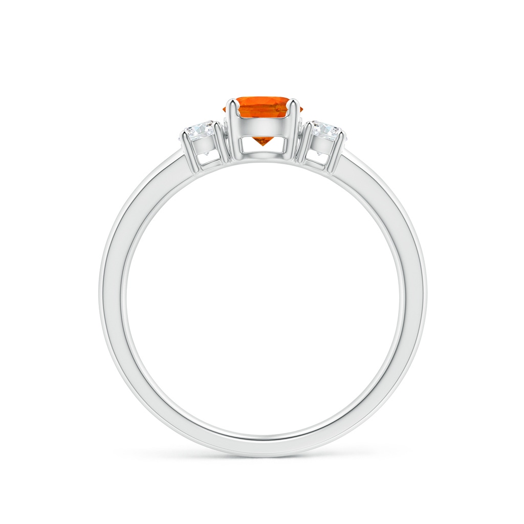 5mm AAA Classic Spessartite and Diamond Three Stone Engagement Ring in White Gold Side-1