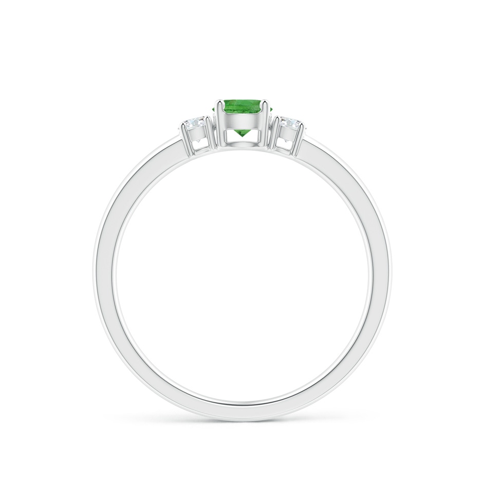 4mm AA Classic Tsavorite and Diamond Three Stone Engagement Ring in White Gold side-1