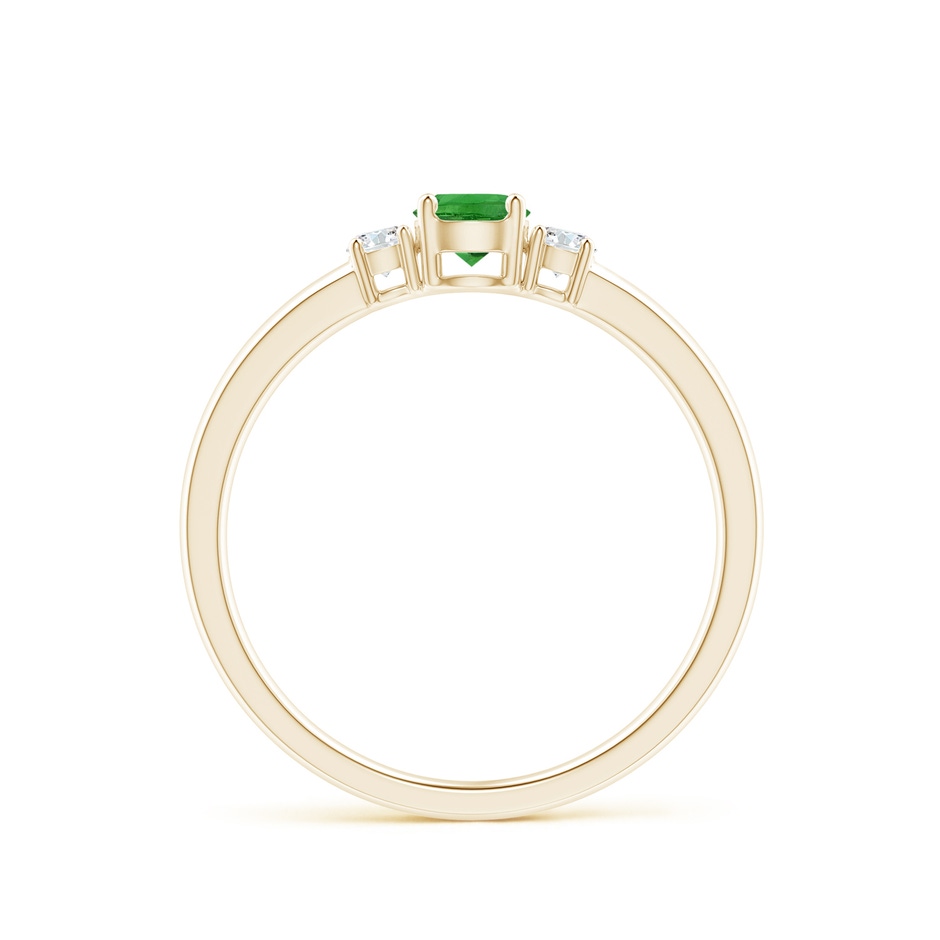 4mm AAAA Classic Tsavorite and Diamond Three Stone Engagement Ring in 9K Yellow Gold side-1