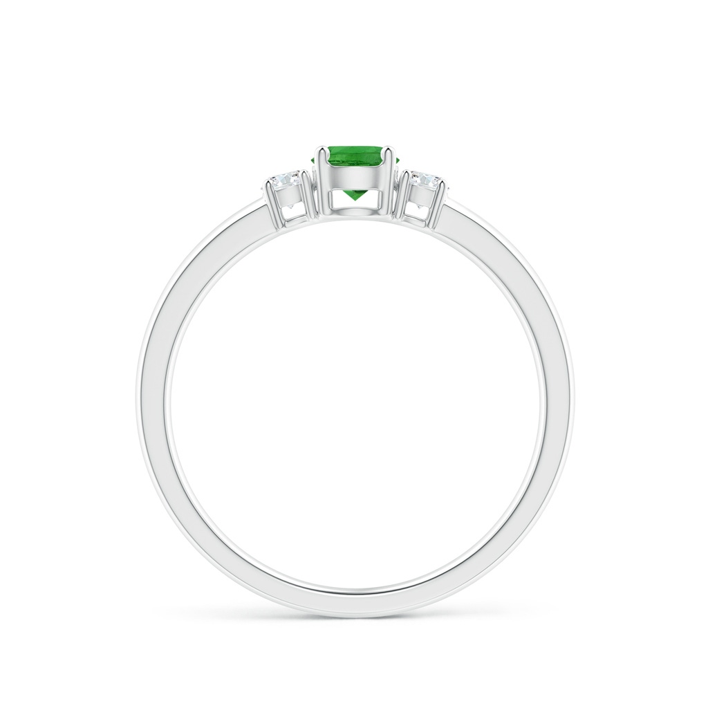 4mm AAAA Classic Tsavorite and Diamond Three Stone Engagement Ring in P950 Platinum - side_1