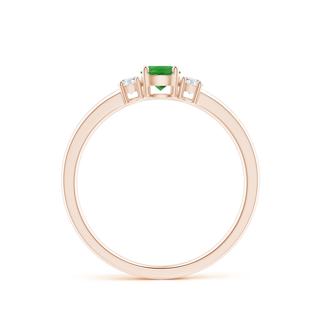 4mm AAAA Classic Tsavorite and Diamond Three Stone Engagement Ring in Rose Gold - side_1