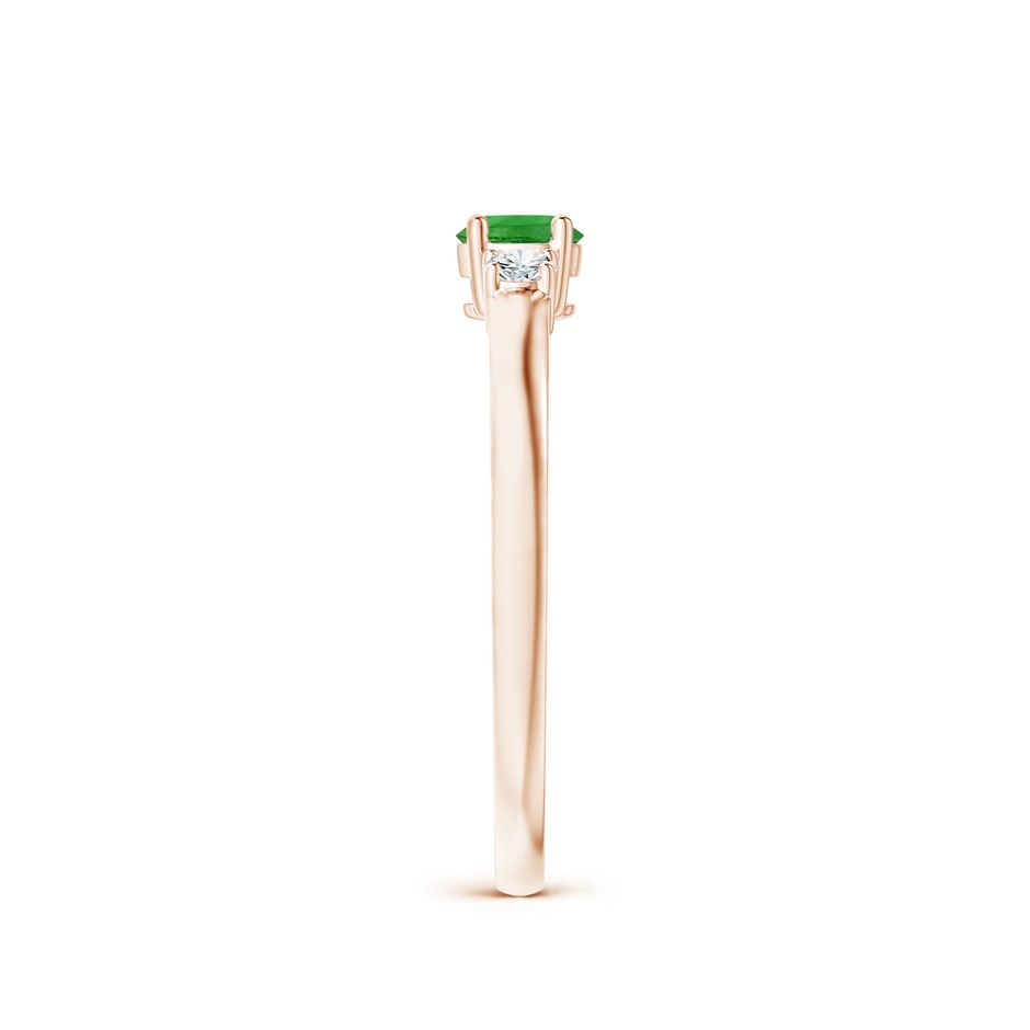 4mm AAAA Classic Tsavorite and Diamond Three Stone Engagement Ring in Rose Gold side-2