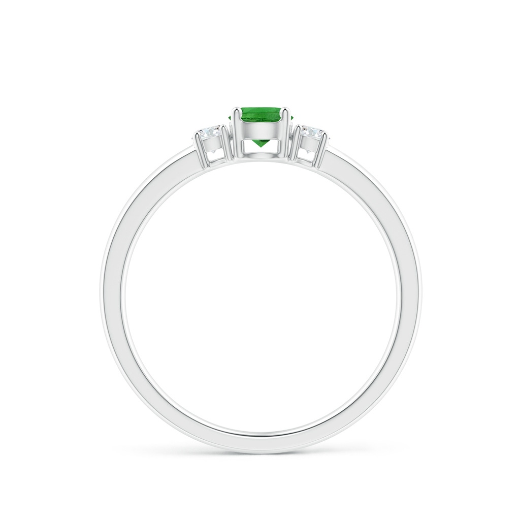 4mm AAAA Classic Tsavorite and Diamond Three Stone Engagement Ring in White Gold Side-1
