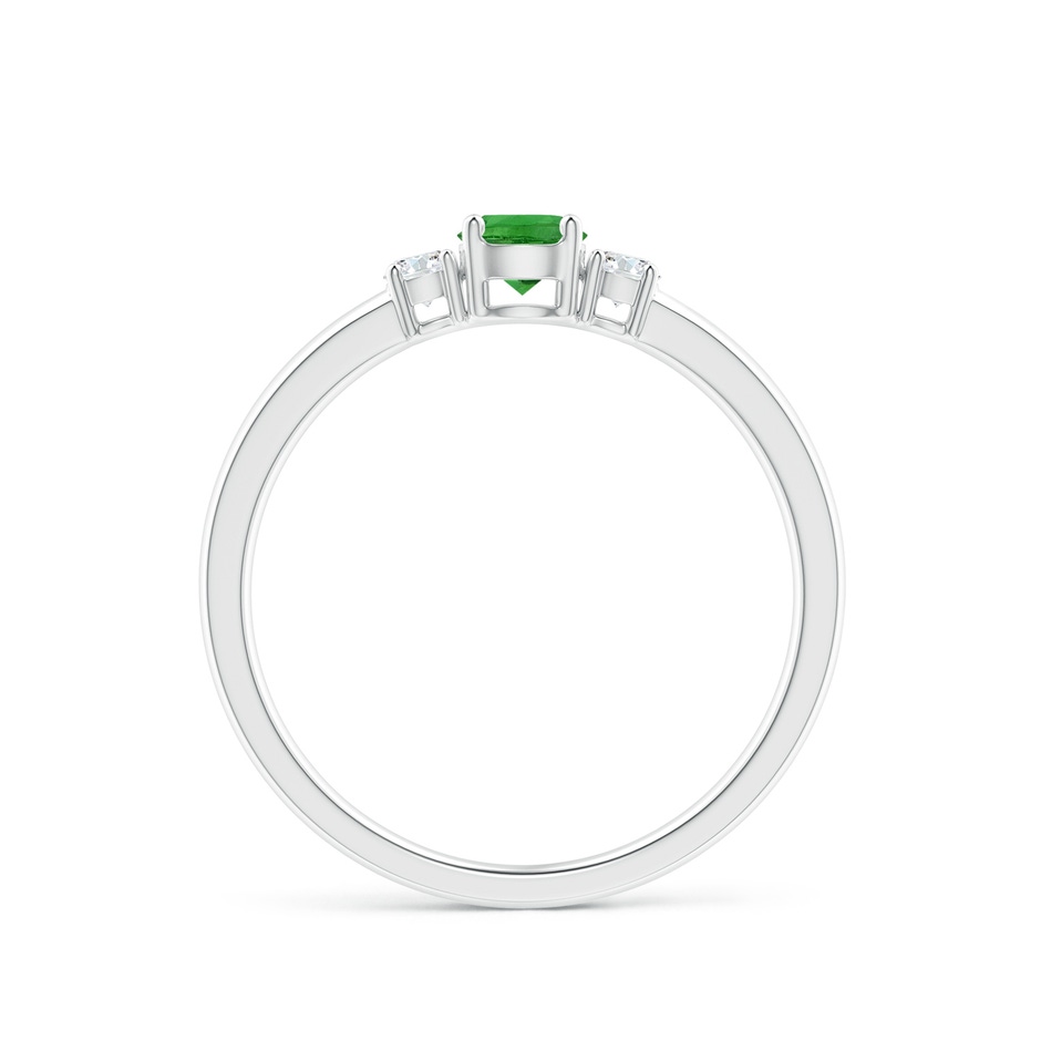 4mm AAAA Classic Tsavorite and Diamond Three Stone Engagement Ring in White Gold side-1