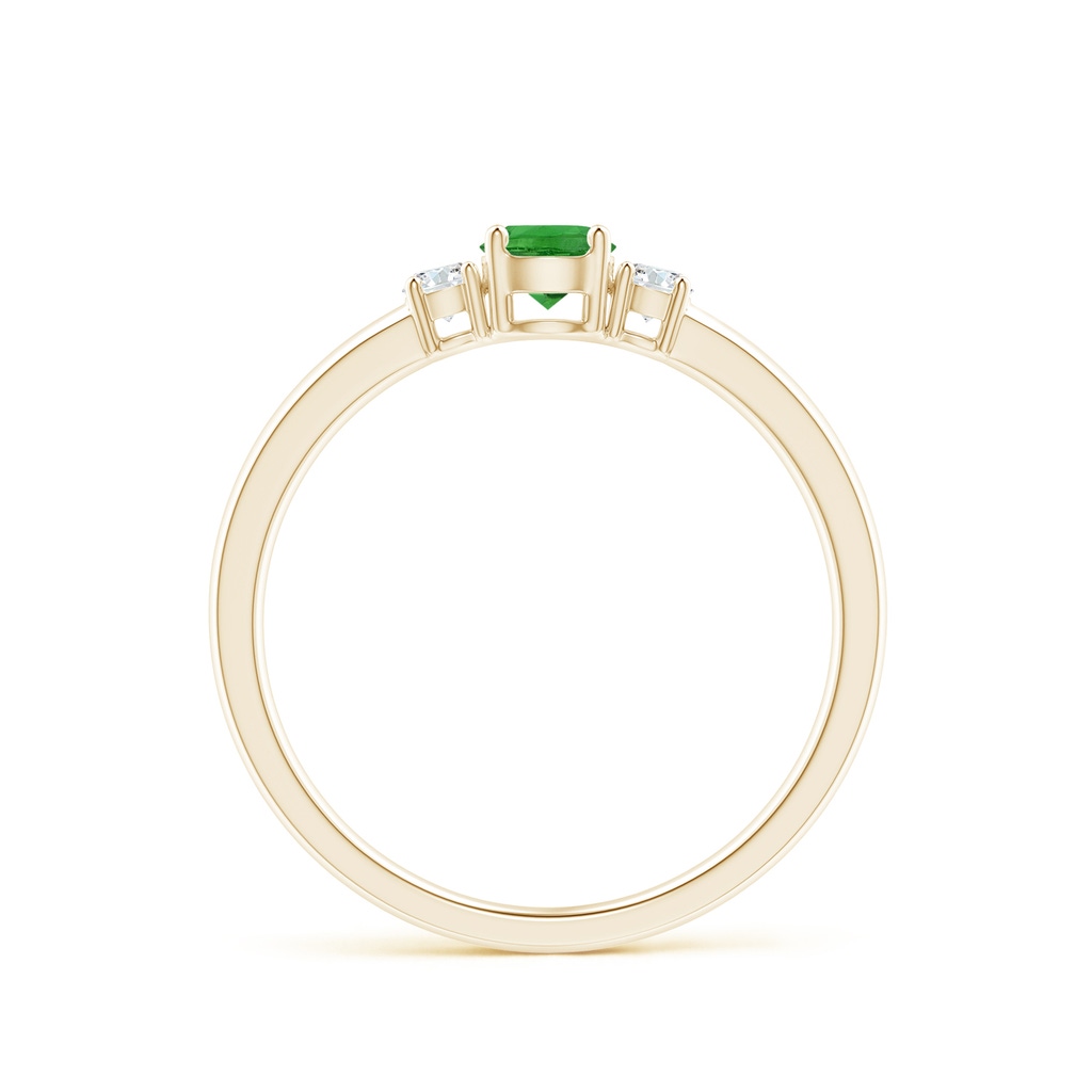 4mm AAAA Classic Tsavorite and Diamond Three Stone Engagement Ring in Yellow Gold - side_1