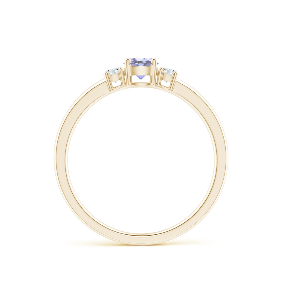 4mm A Classic Tanzanite and Diamond Three Stone Engagement Ring in Yellow Gold side-1
