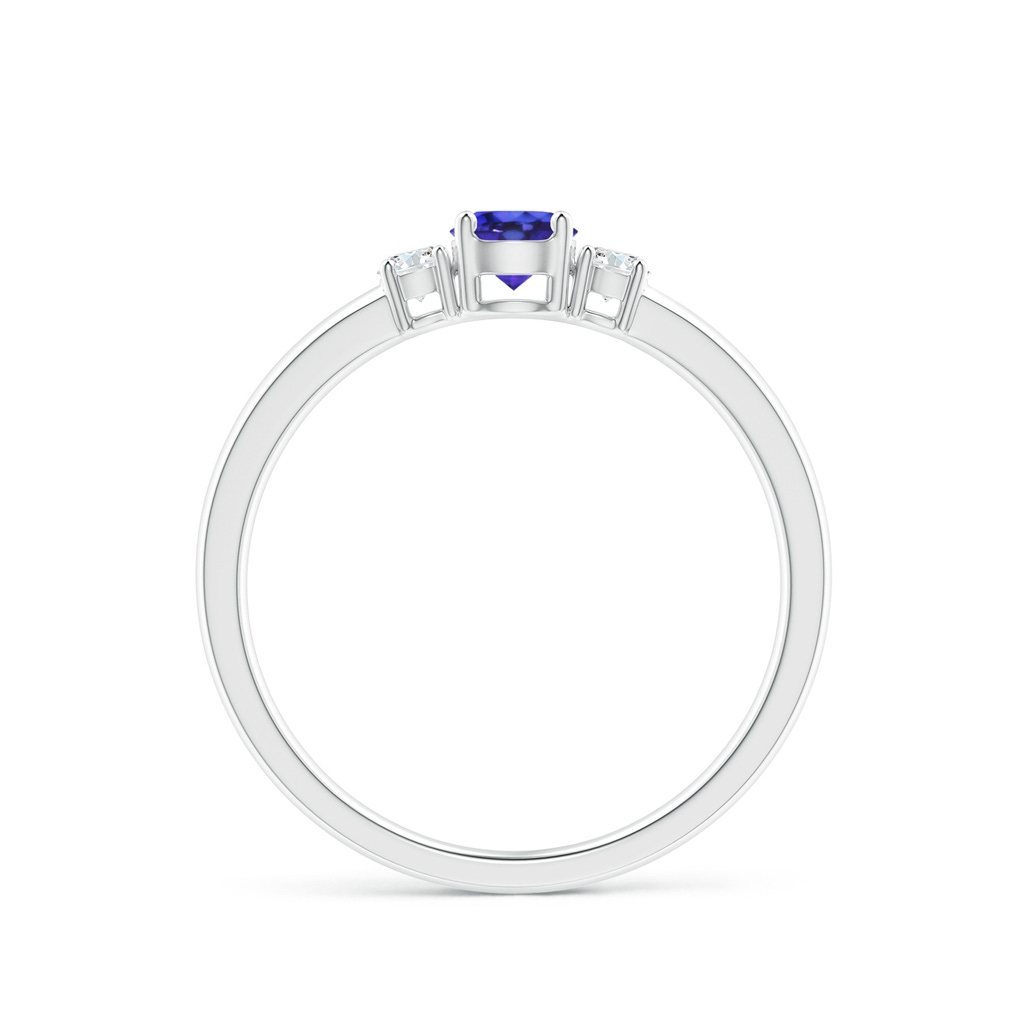 4mm AAAA Classic Tanzanite and Diamond Three Stone Engagement Ring in P950 Platinum Side-1