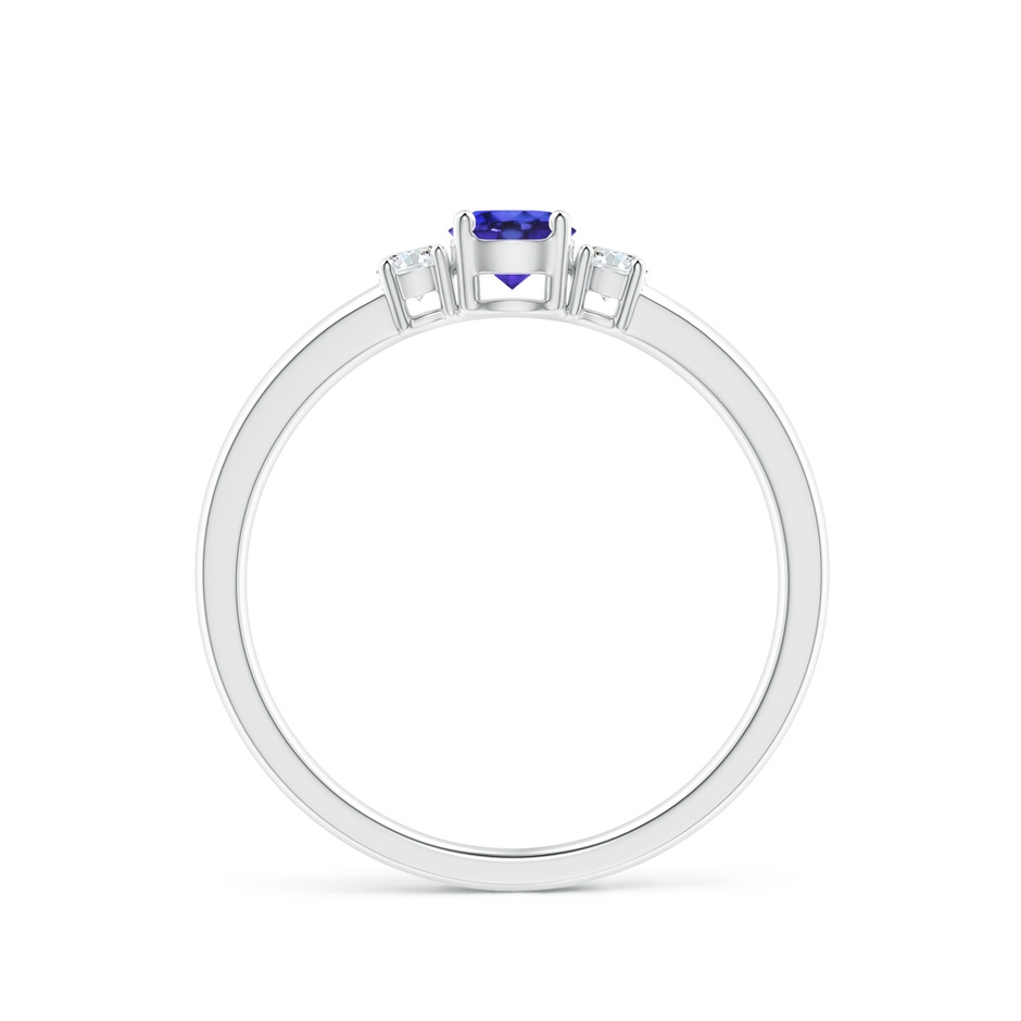 4mm AAAA Classic Tanzanite and Diamond Three Stone Engagement Ring in White Gold side-1