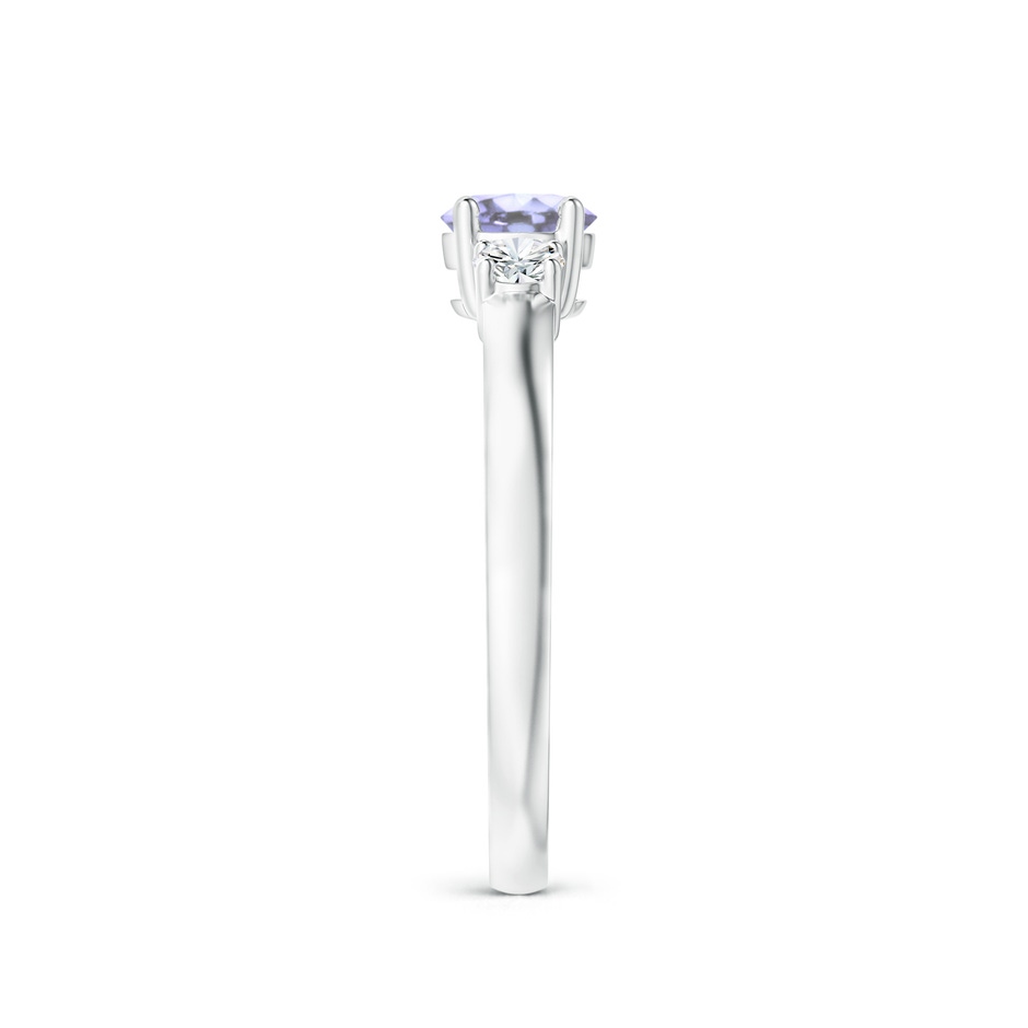 5mm A Classic Tanzanite and Diamond Three Stone Engagement Ring in White Gold side-2