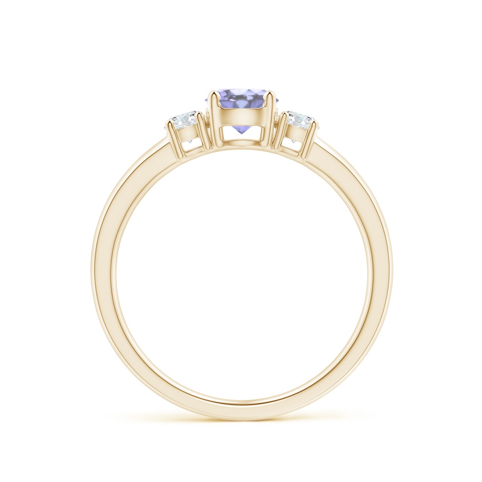 5mm A Classic Tanzanite and Diamond Three Stone Engagement Ring in Yellow Gold side-1
