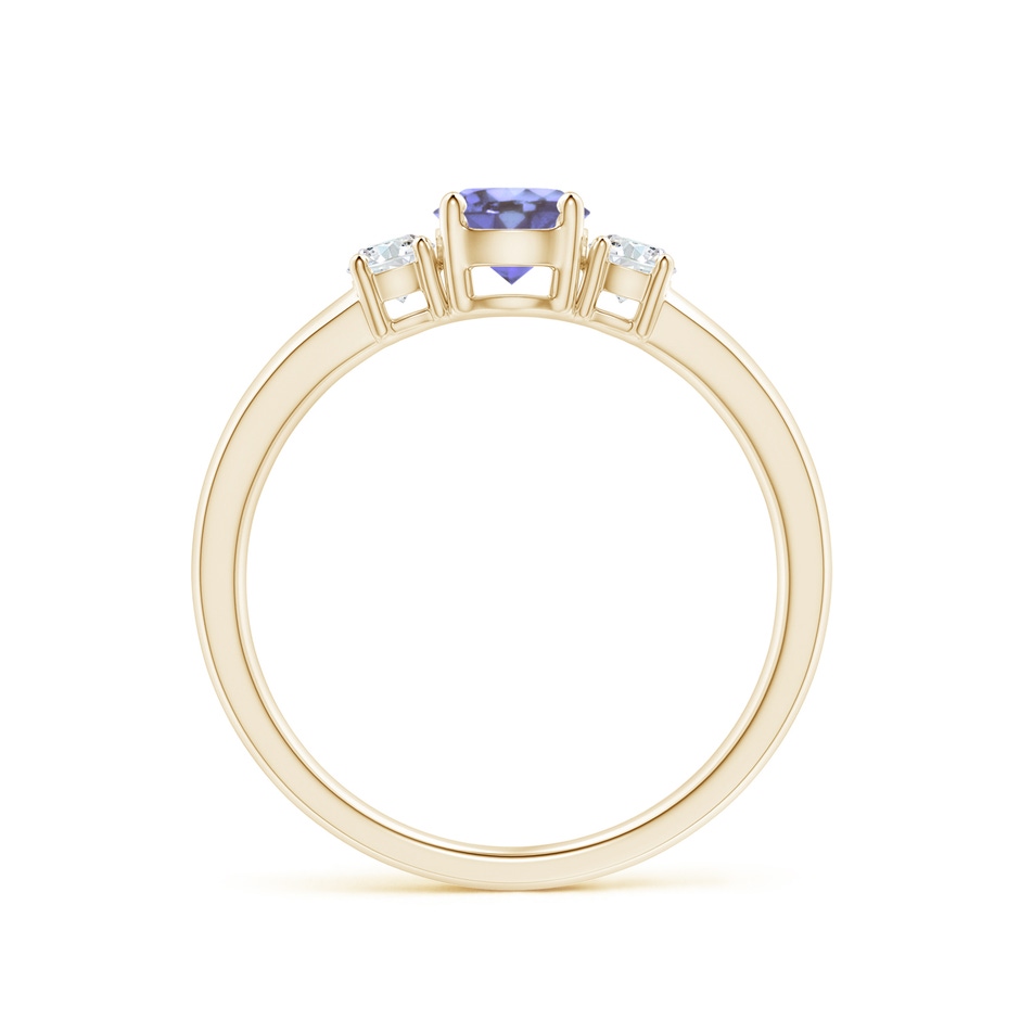 5mm AA Classic Tanzanite and Diamond Three Stone Engagement Ring in Yellow Gold side-1