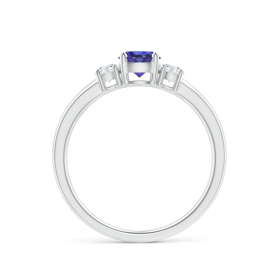 5mm AAA Classic Tanzanite and Diamond Three Stone Engagement Ring in P950 Platinum side-1