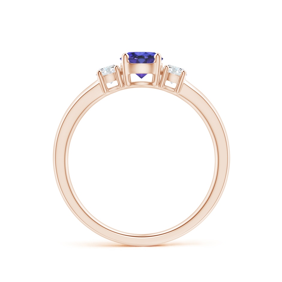 5mm AAA Classic Tanzanite and Diamond Three Stone Engagement Ring in Rose Gold side-1