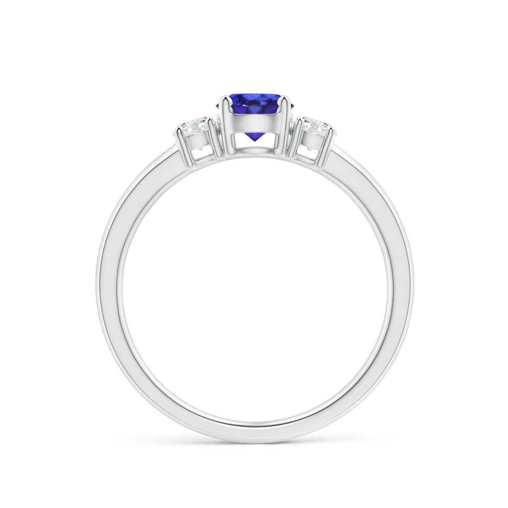 5mm AAAA Classic Tanzanite and Diamond Three Stone Engagement Ring in P950 Platinum Side-1