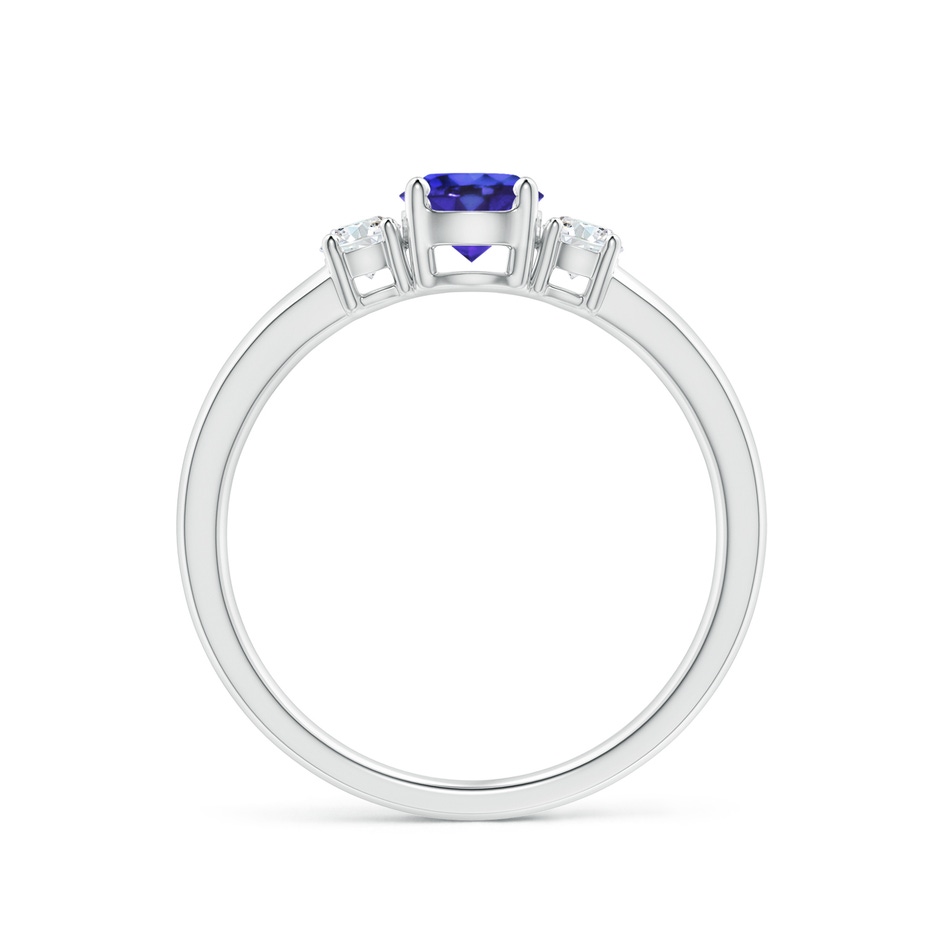 5mm AAAA Classic Tanzanite and Diamond Three Stone Engagement Ring in White Gold side-1