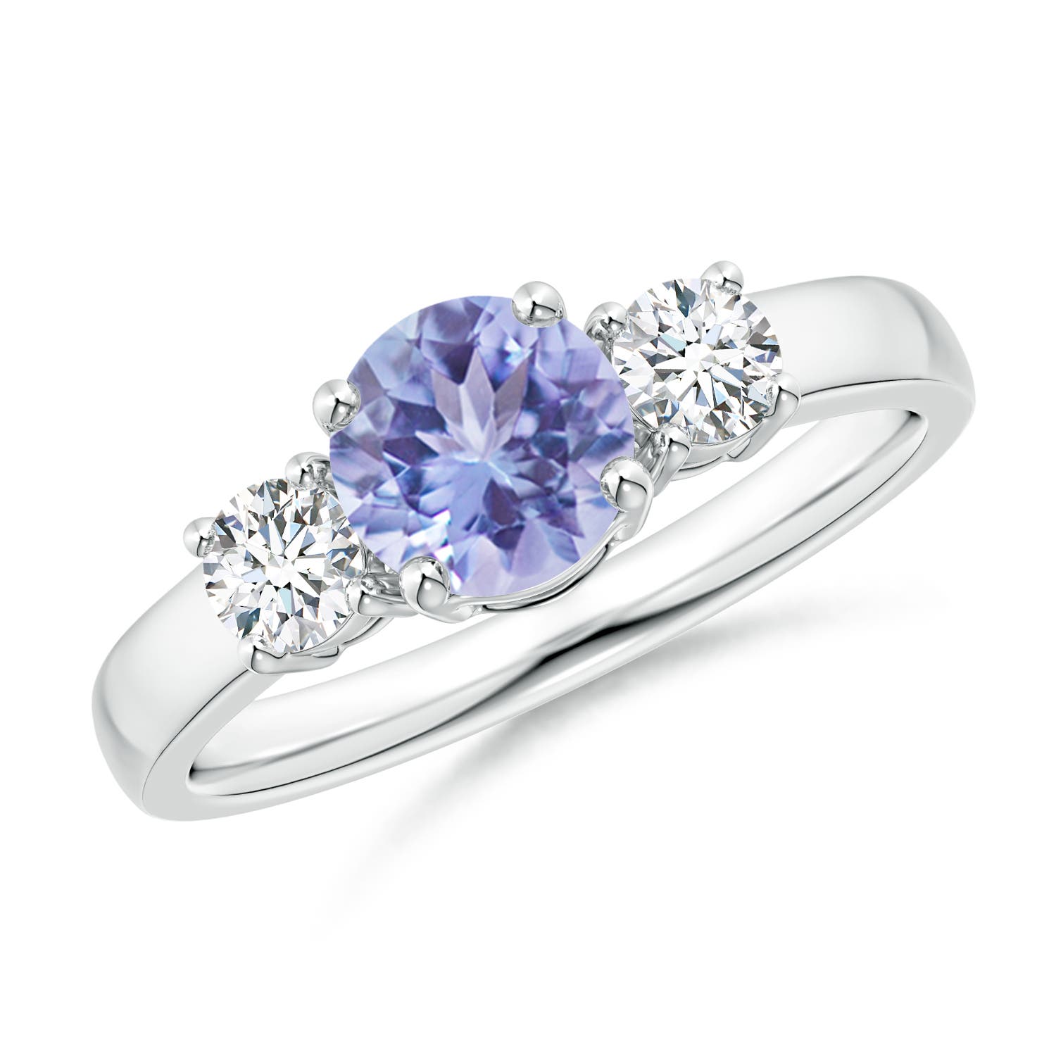 6mm A Classic Tanzanite and Diamond Three Stone Engagement Ring in P950 Platinum