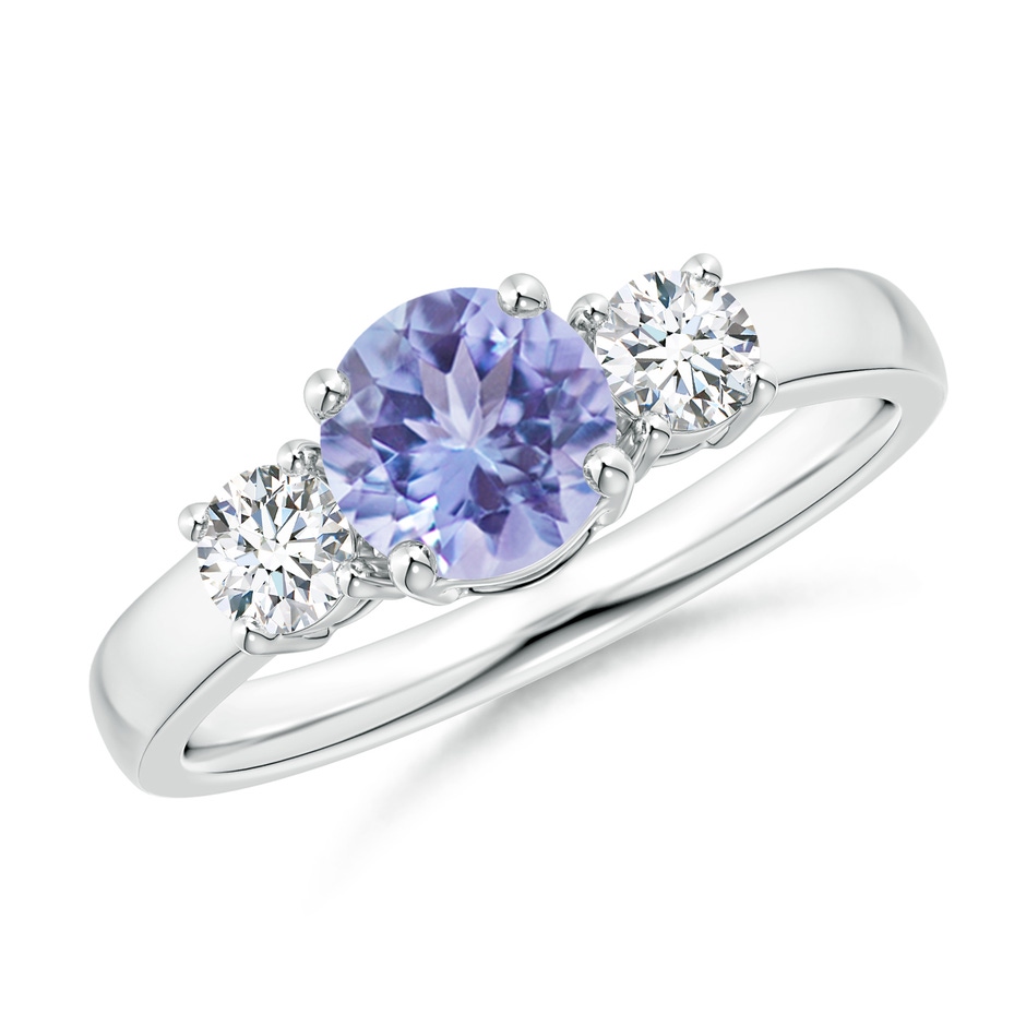 6mm A Classic Tanzanite and Diamond Three Stone Engagement Ring in White Gold 