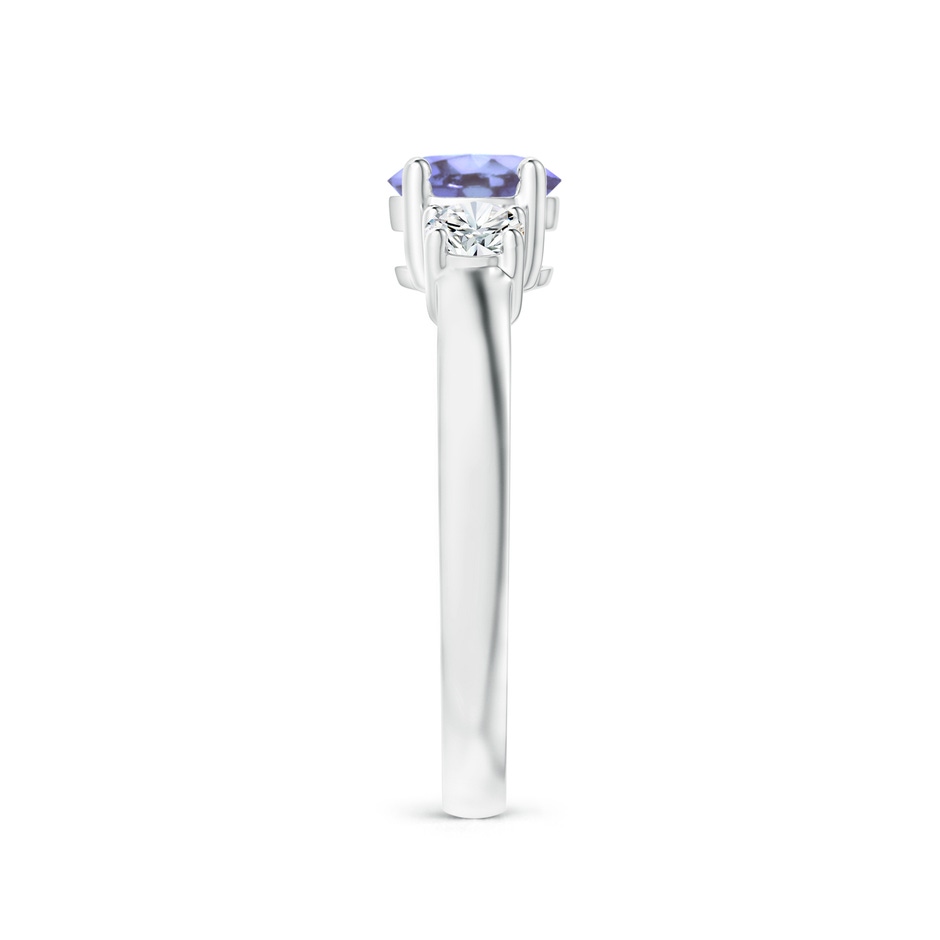 6mm A Classic Tanzanite and Diamond Three Stone Engagement Ring in White Gold side-2