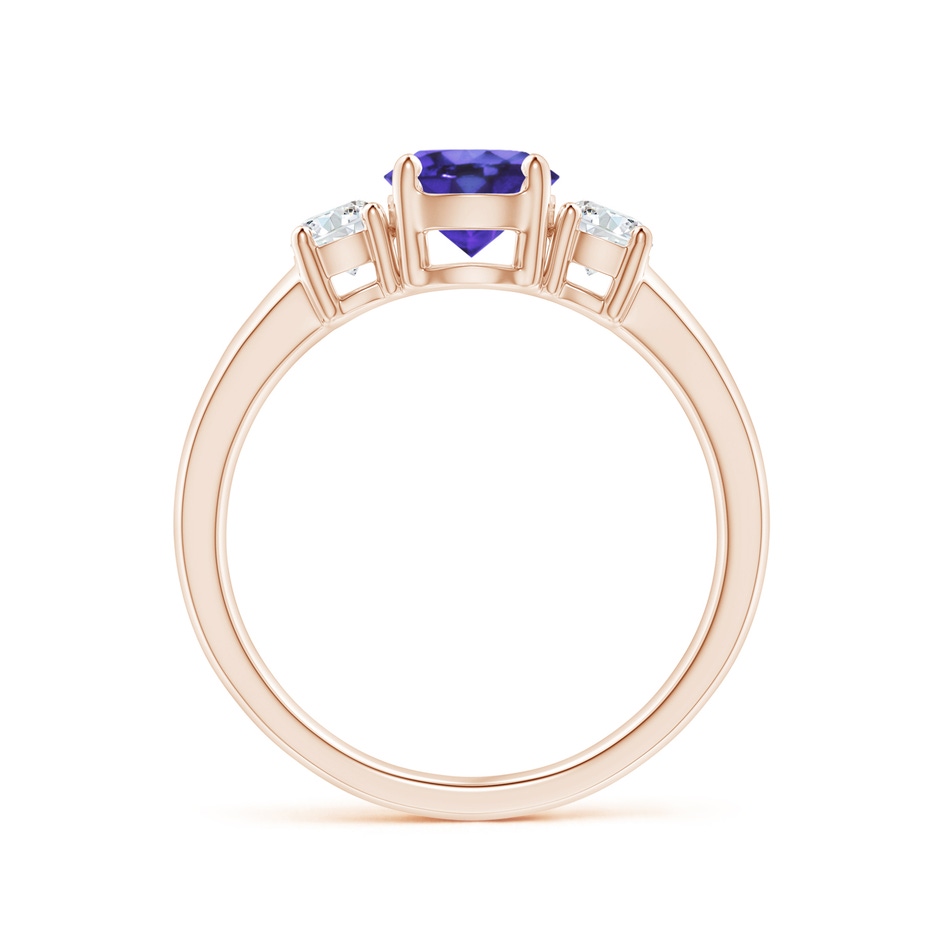 6mm AA Classic Tanzanite and Diamond Three Stone Engagement Ring in Rose Gold side-1