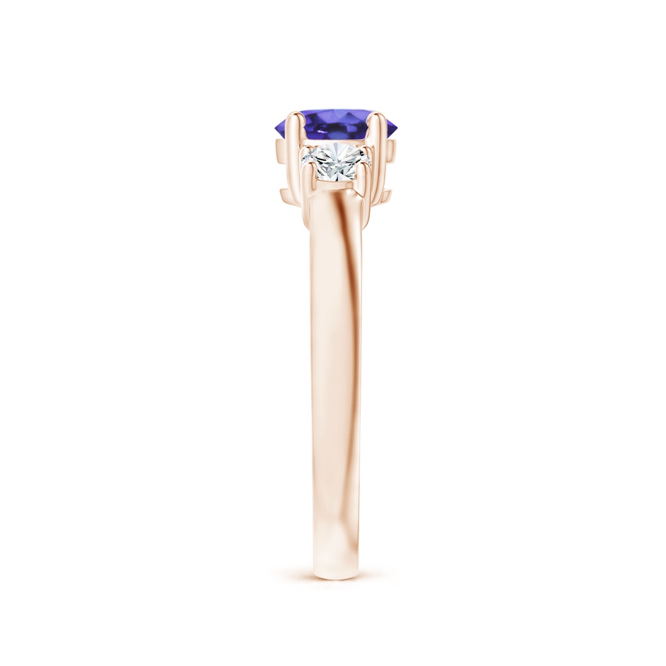 6mm AA Classic Tanzanite and Diamond Three Stone Engagement Ring in Rose Gold side-2