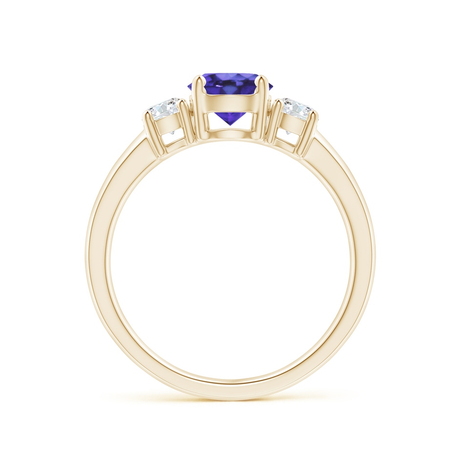 6mm AA Classic Tanzanite and Diamond Three Stone Engagement Ring in Yellow Gold side-1
