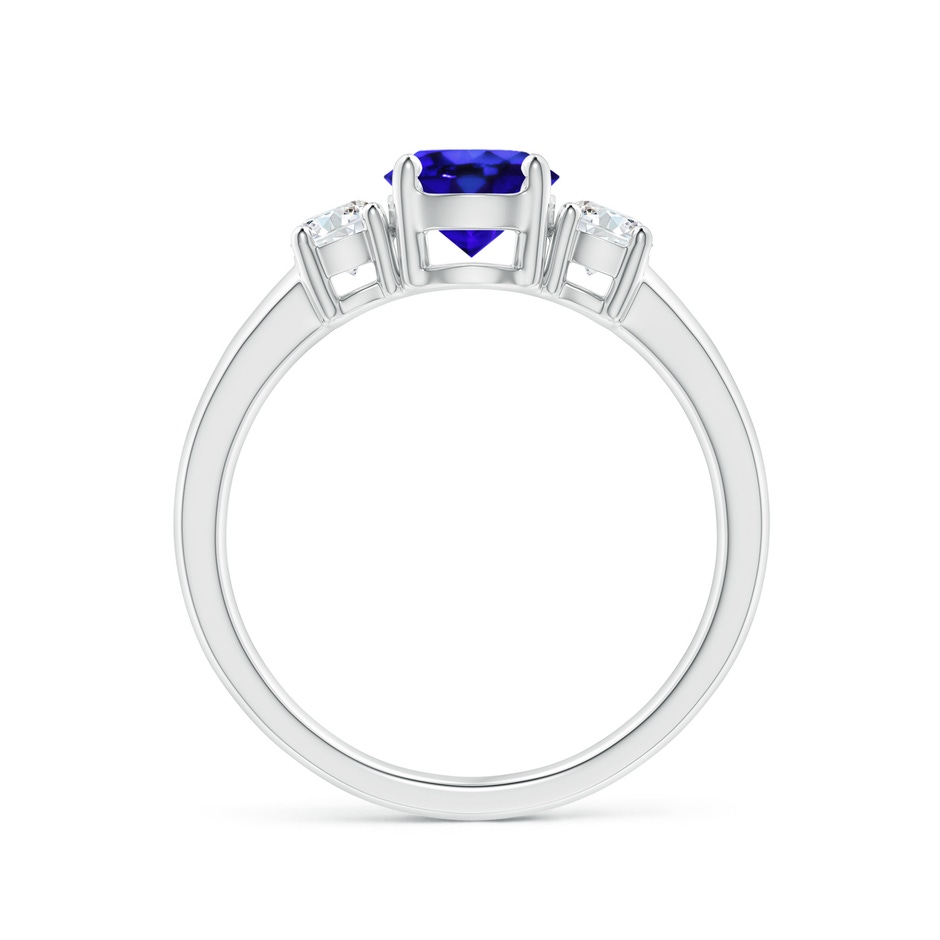 6mm AAA Classic Tanzanite and Diamond Three Stone Engagement Ring in P950 Platinum side-1