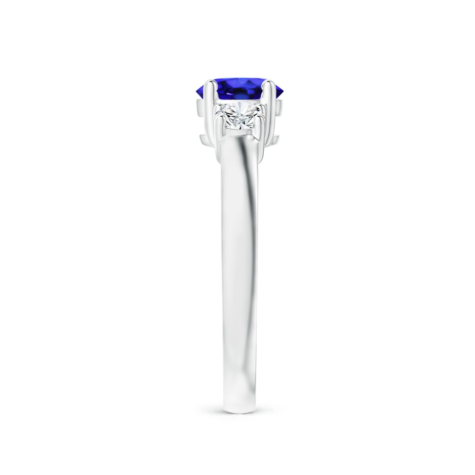 6mm AAA Classic Tanzanite and Diamond Three Stone Engagement Ring in P950 Platinum side-2