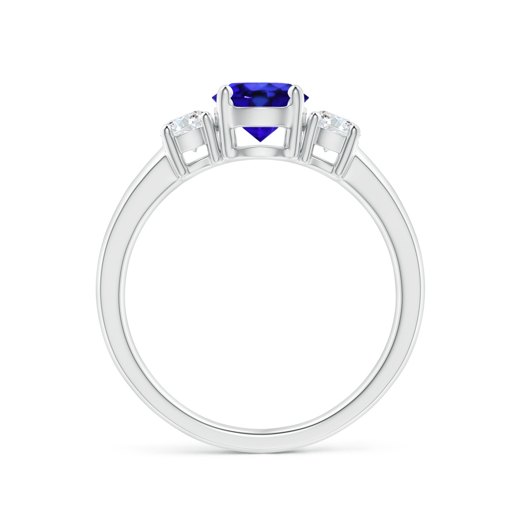 6mm AAA Classic Tanzanite and Diamond Three Stone Engagement Ring in White Gold Side-1