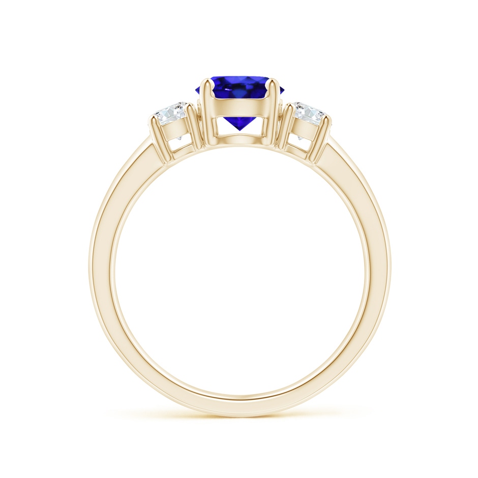 6mm AAA Classic Tanzanite and Diamond Three Stone Engagement Ring in Yellow Gold side-1