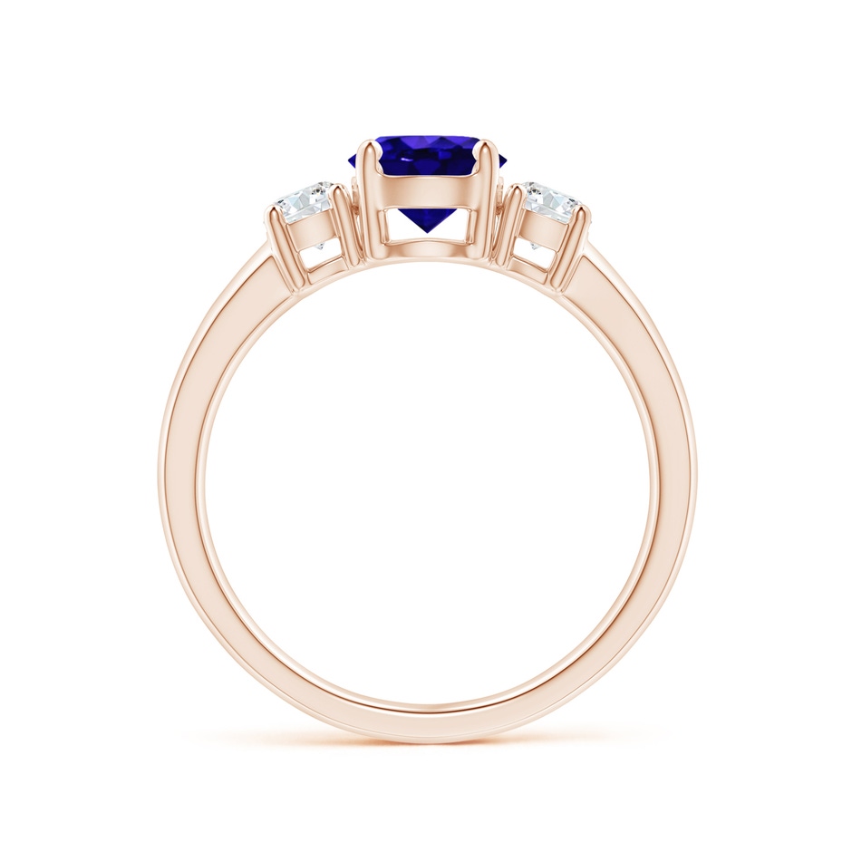 6mm AAAA Classic Tanzanite and Diamond Three Stone Engagement Ring in Rose Gold side-1