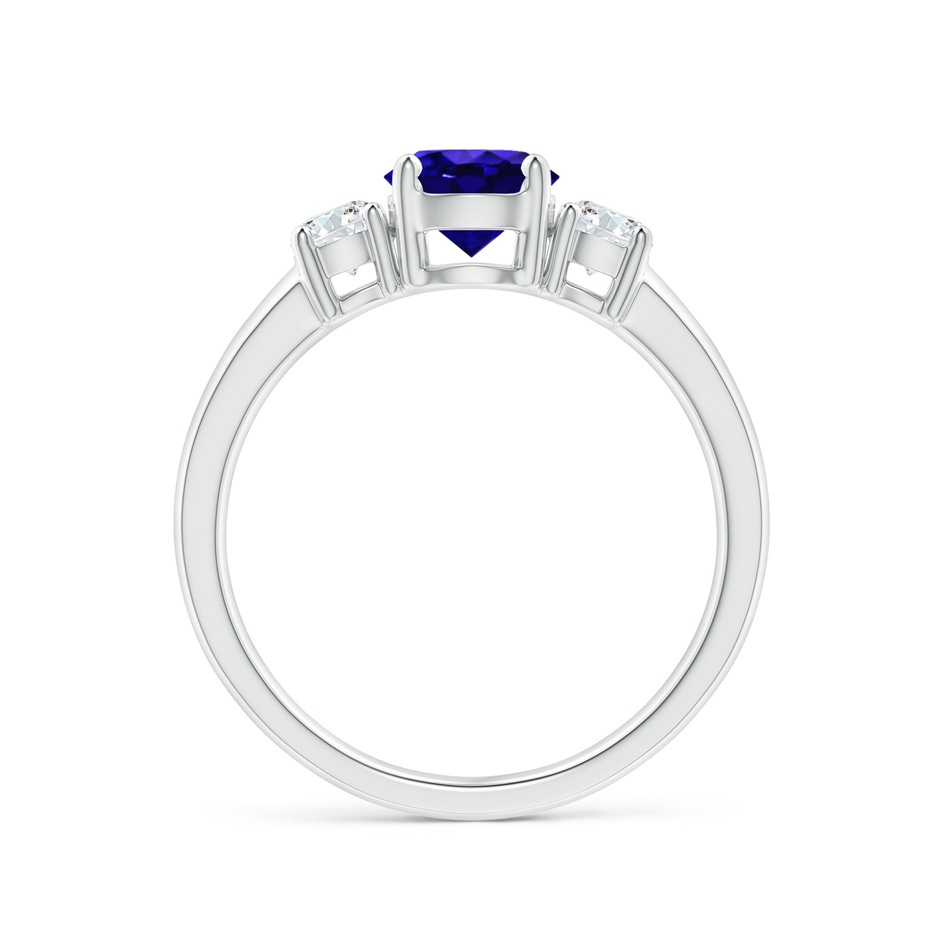 6mm AAAA Classic Tanzanite and Diamond Three Stone Engagement Ring in White Gold side-1