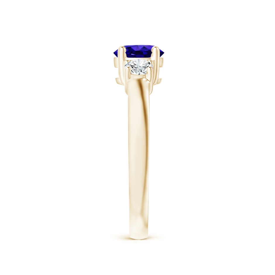6mm AAAA Classic Tanzanite and Diamond Three Stone Engagement Ring in Yellow Gold side-2