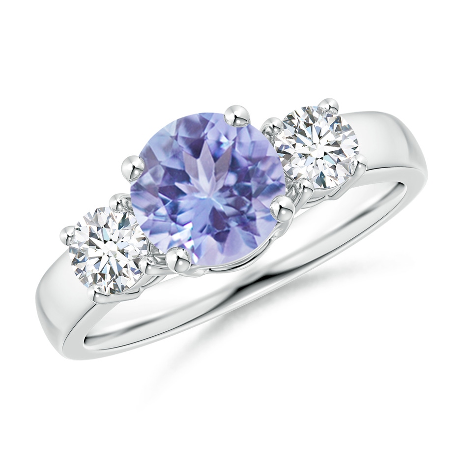 7mm A Classic Tanzanite and Diamond Three Stone Engagement Ring in P950 Platinum 