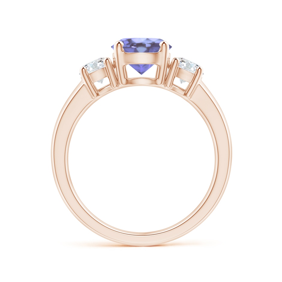 7mm A Classic Tanzanite and Diamond Three Stone Engagement Ring in Rose Gold side-1