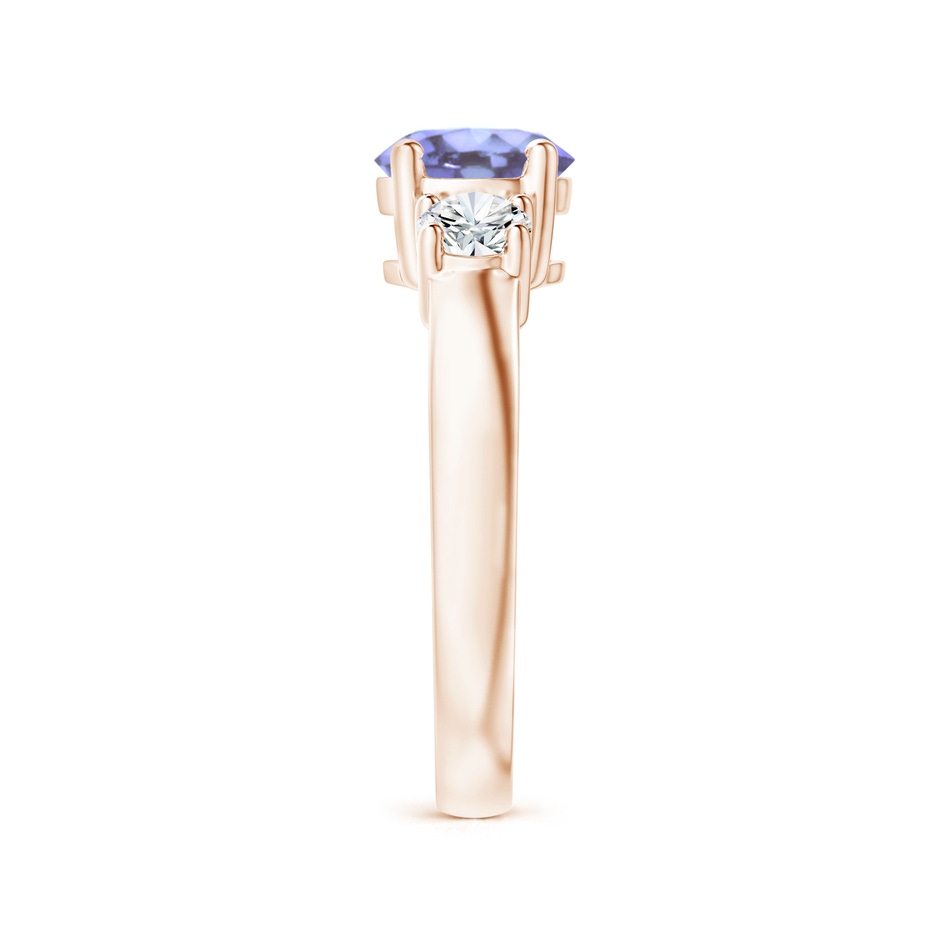 7mm A Classic Tanzanite and Diamond Three Stone Engagement Ring in Rose Gold side-2
