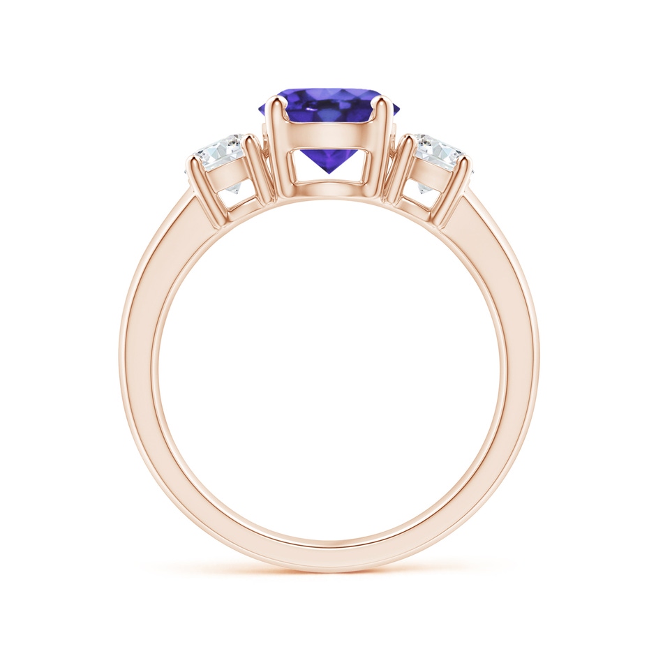 7mm AA Classic Tanzanite and Diamond Three Stone Engagement Ring in Rose Gold side-1