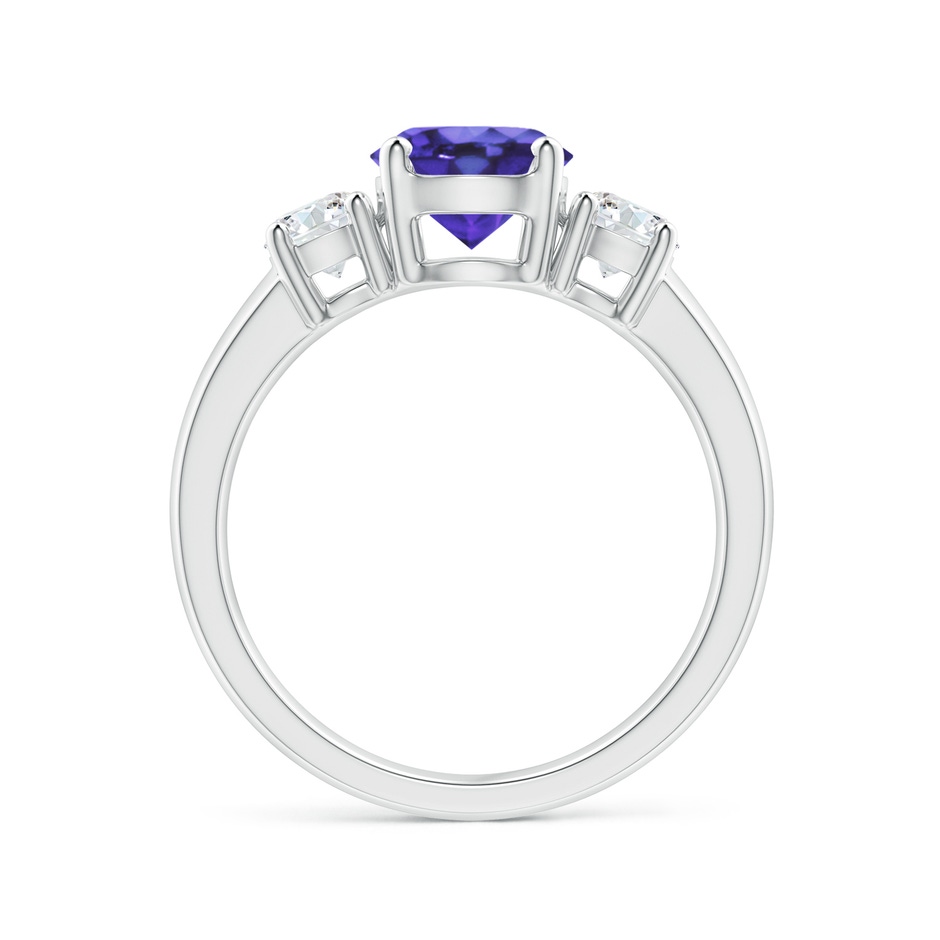 7mm AA Classic Tanzanite and Diamond Three Stone Engagement Ring in White Gold side-1