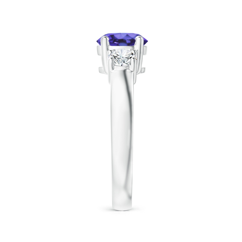 7mm AA Classic Tanzanite and Diamond Three Stone Engagement Ring in White Gold side-2
