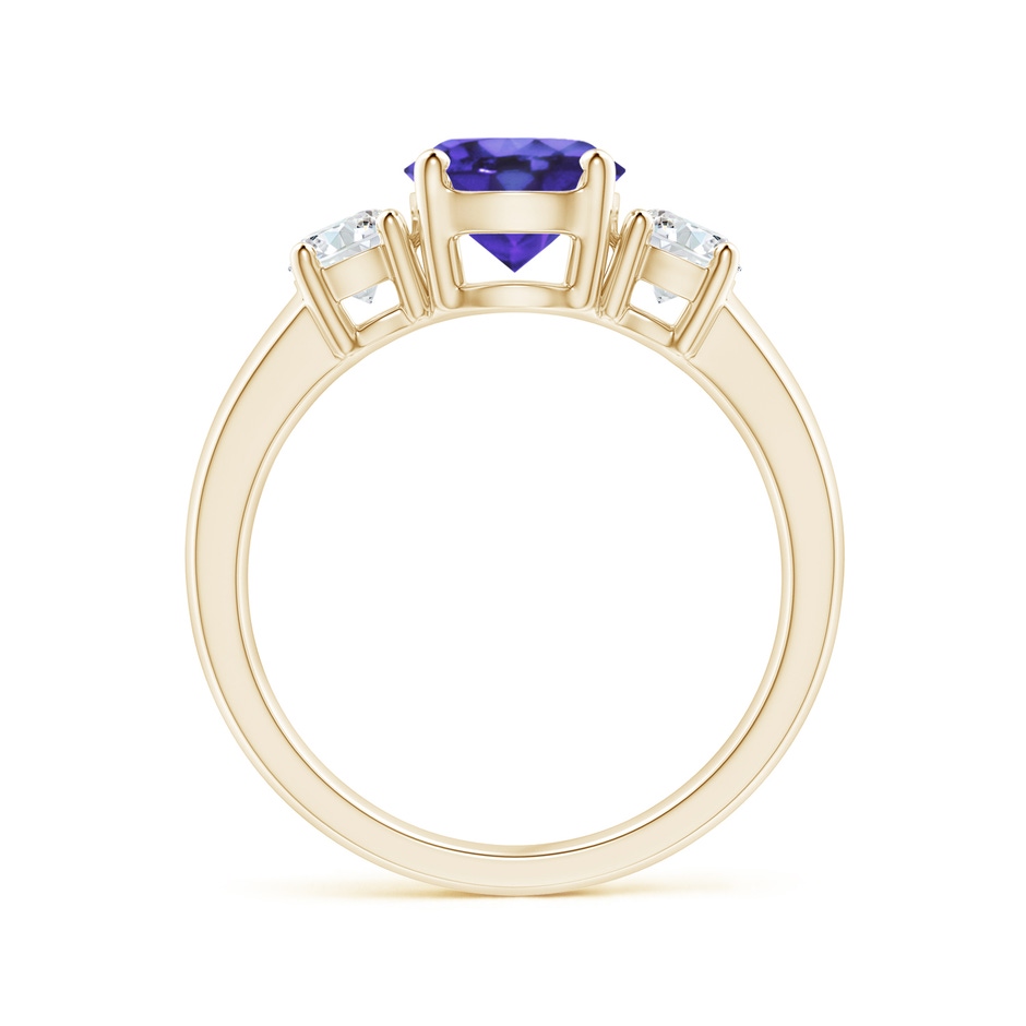 7mm AA Classic Tanzanite and Diamond Three Stone Engagement Ring in Yellow Gold side-1