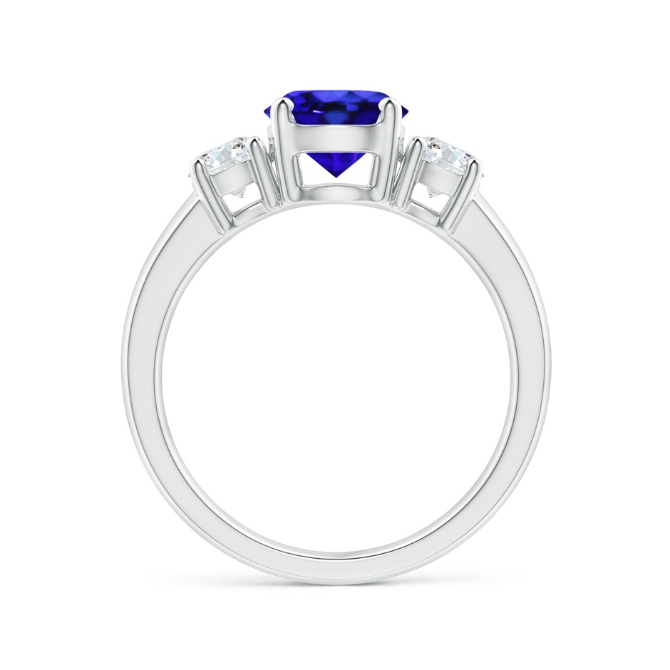 7mm AAA Classic Tanzanite and Diamond Three Stone Engagement Ring in P950 Platinum side-1